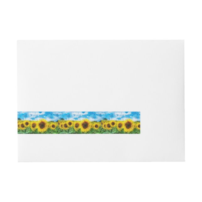 Sunflowers painting wrap around address label (Front)