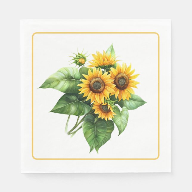Sunflowers Paper Napkins (Front)