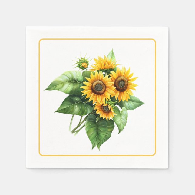 Sunflowers Paper Napkins (Front)