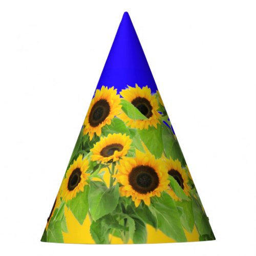 Sunflowers Paper Party Hat Ukrainian Flag Colors