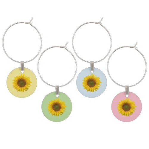 Sunflowers Pastel Wine Charms