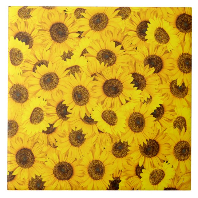 Sunflowers Pattern Ceramic Tile (Front)