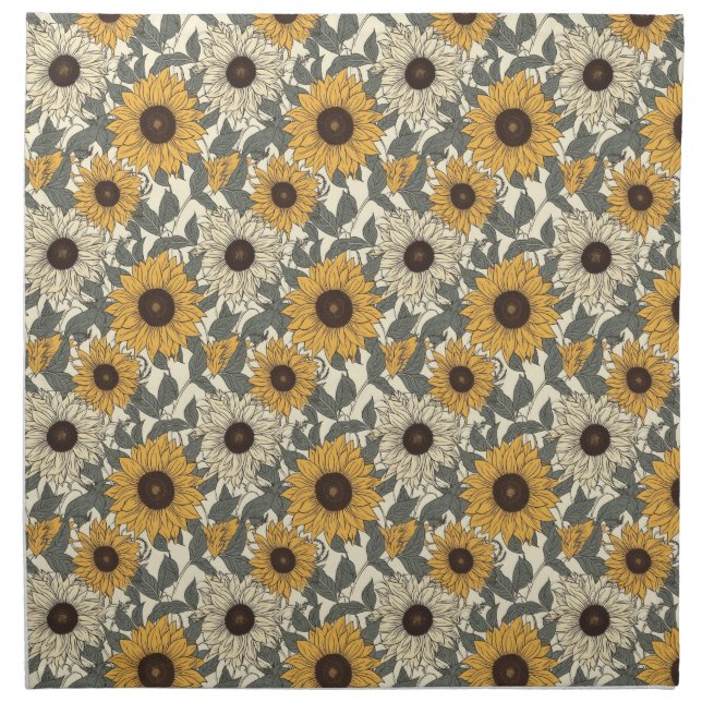 Sunflowers Pattern Cloth Napkin (Front)