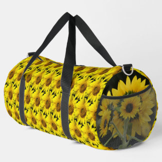 Sunflowers Pattern Cust. BG Color Black Duffle Bag