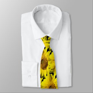 Sunflowers Pattern Cust. BG Color Black Neck Tie