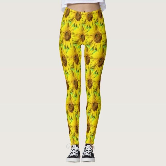 Sunflowers Pattern Cust. BG Color Legging (Front)