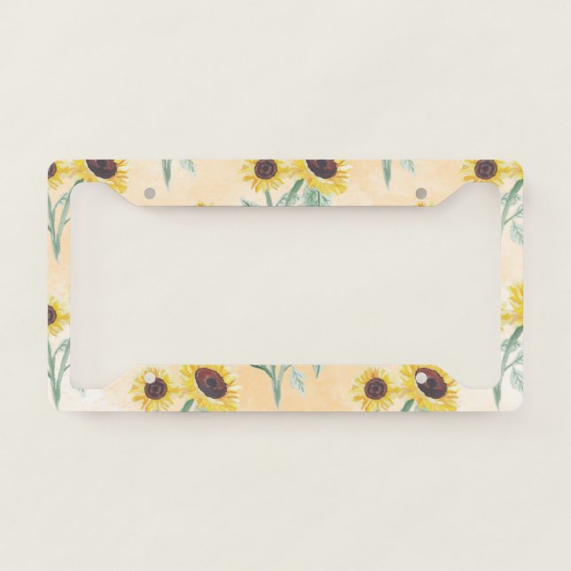 Sunflowers Pattern License Plate Frame (Front)