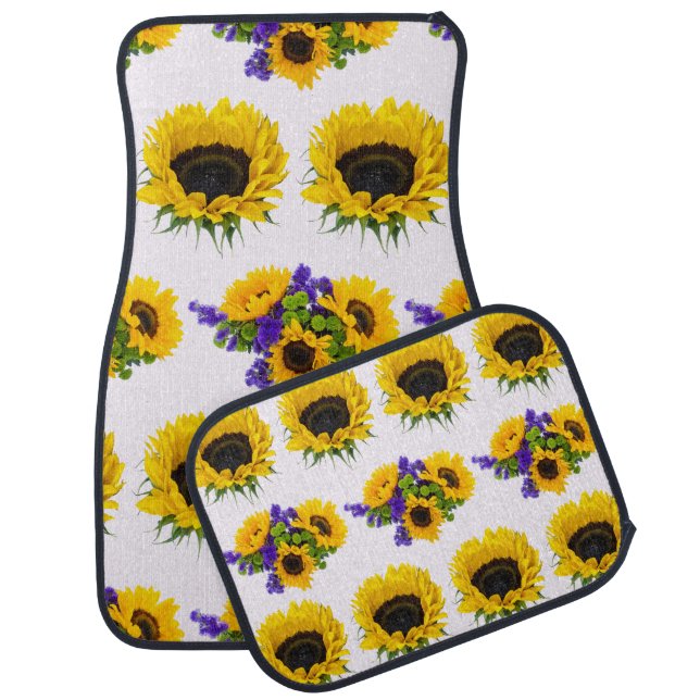 Sunflowers, Pattern Of Flowers, Yellow Flowers Car Floor Mat (Set)