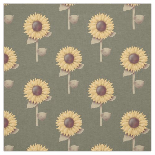 Sunflowers Pattern Prim Floral Print Fabric