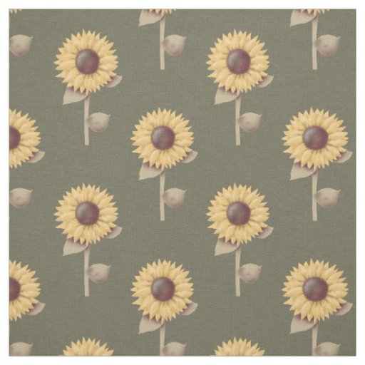 Sunflowers Pattern Prim Floral Print Fabric