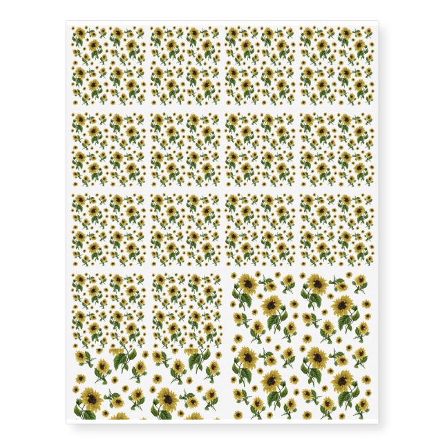Sunflowers pattern temporary tattoos (Front)