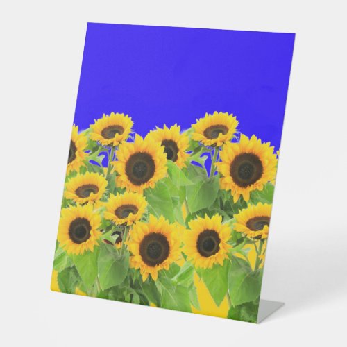 Sunflowers Pedestal Sign Ukraine Flag Colors