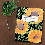 Sunflowers Personalized 2023 Planner<br><div class="desc">This unique Planner is decorated with yellow watercolor sunflowers and green leaves on a black background. 
Easily customizable with your name and year.
Because we create our artwork you won't find this exact image from other designers.
Original Watercolor © Michele Davies.</div>