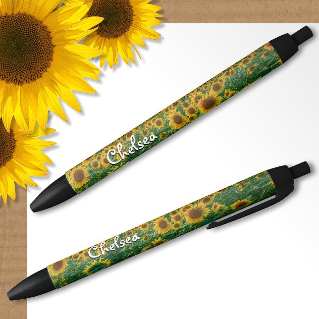 Sunflowers Personalized Pen Custom Name Chelsea (Personalized Sunflower Pen with Name 🌻)