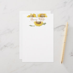 Sunflowers personalized stationery