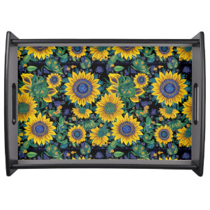 Sunflowers Petrikivka Ukrainian folk art Serving Tray