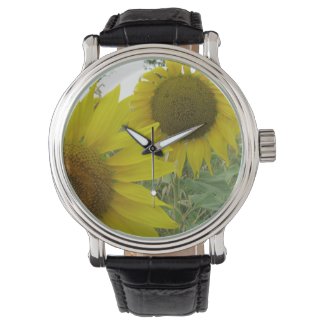 Sunflowers Photo Custom Black Vintage Leather