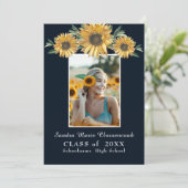 Sunflowers photo frame Modern rustic graduation  A Announcement (Standing Front)