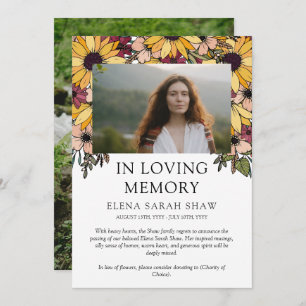 Sunflowers Photo In Loving Memory Announcement