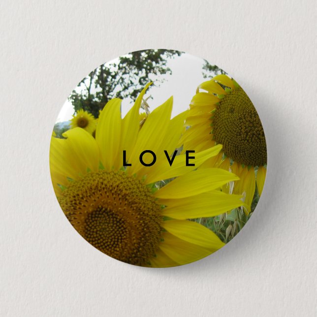 Sunflowers Photo Love Badge Button (Front)