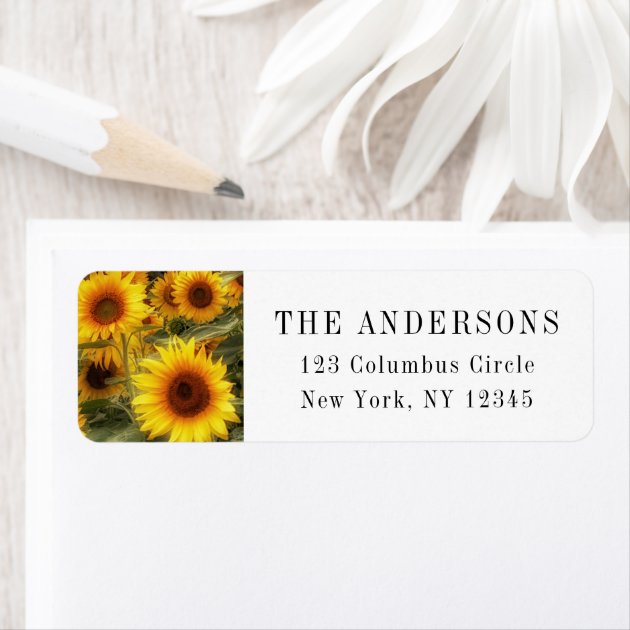Maestro 800 Personalized Return Address Labels - Sunflowers & Fence Design - View #3