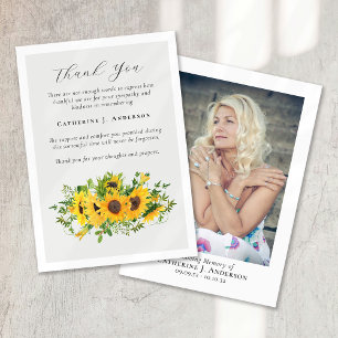 Sunflowers Photo Sympathy Funeral Thank You Card