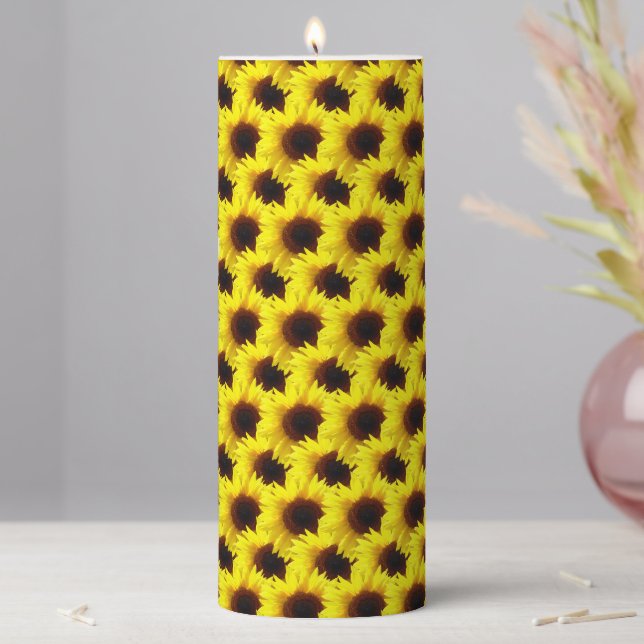 Sunflowers Pillar Candle (In Situ)