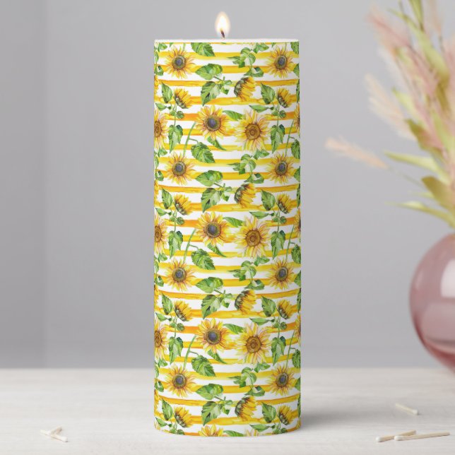 Sunflowers Pillar Candle (In Situ)