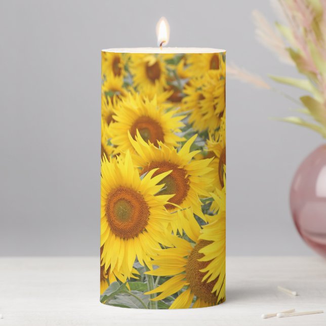 Sunflowers Pillar Candle (In Situ)
