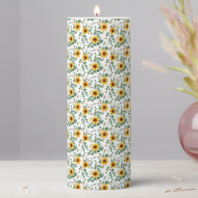 Sunflowers Pillar Candle (In Situ)