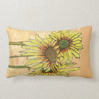 Sunflowers Pilows,  Copyright Karen J Williams Lumbar Pillow