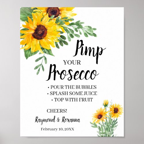 Sunflowers Pimp your Prosecco Bridal Shower Sign