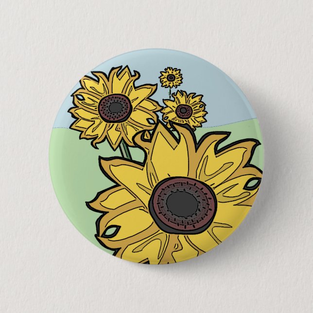 Sunflowers Pinback Button (Front)
