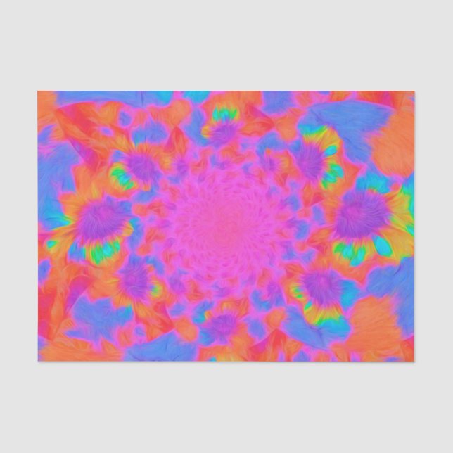 Sunflowers Pink Orange Abstract Floral Art Tissue Paper (Front)
