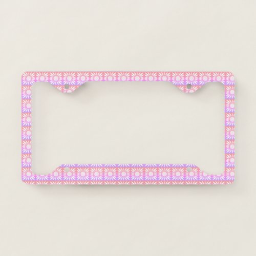 Sunflowers Pink Purple Tile Pattern License Plate Frame