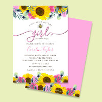 Sunflowers Pink Roses Sweet Bee Girl Baby Shower