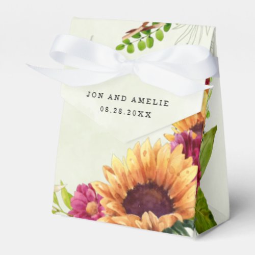 Sunflowers Pink Summer Floral Wedding Favor Boxes