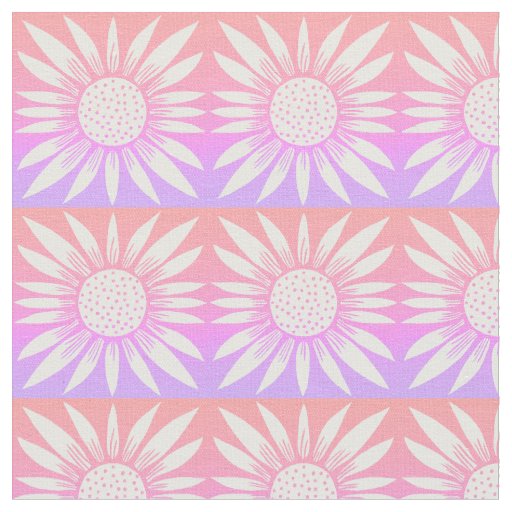 Sunflowers Pink Tile Pattern Fabric