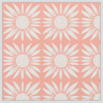 Sunflowers Pink Tile Pattern Fabric