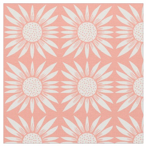 Sunflowers Pink Tile Pattern Fabric