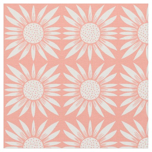 Sunflowers Pink Tile Pattern Fabric