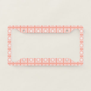 Sunflowers Pink White Tile Pattern License Plate Frame