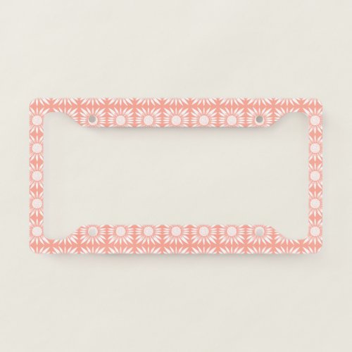 Sunflowers Pink White Tile Pattern License Plate Frame