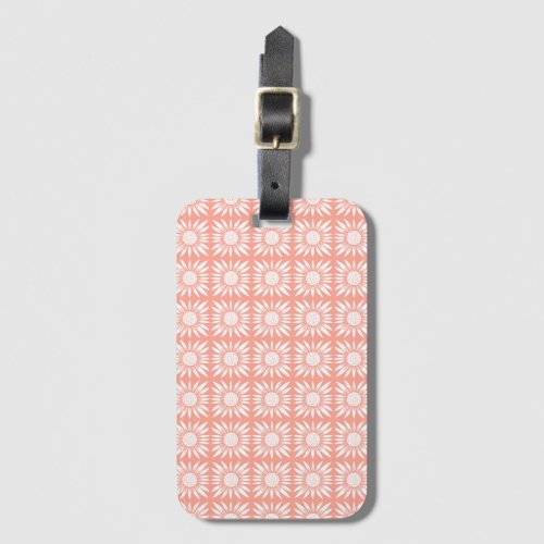 Sunflowers Pink White Tile Pattern Luggage Tag