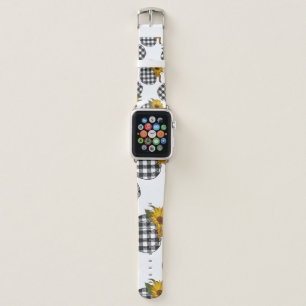 Sunflowers, plaid pumpkin, farmhouse decor apple watch band