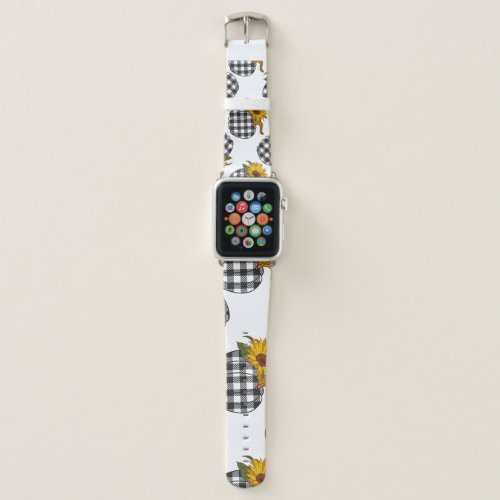 Sunflowers plaid pumpkin farmhouse decor apple watch band