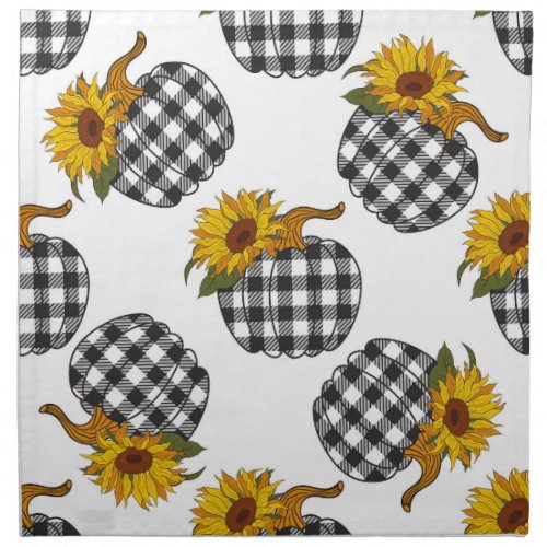Sunflowers plaid pumpkin farmhouse decor cloth napkin
