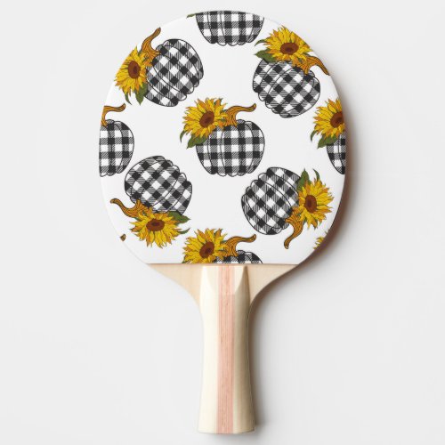 Sunflowers plaid pumpkin farmhouse decor ping pong paddle