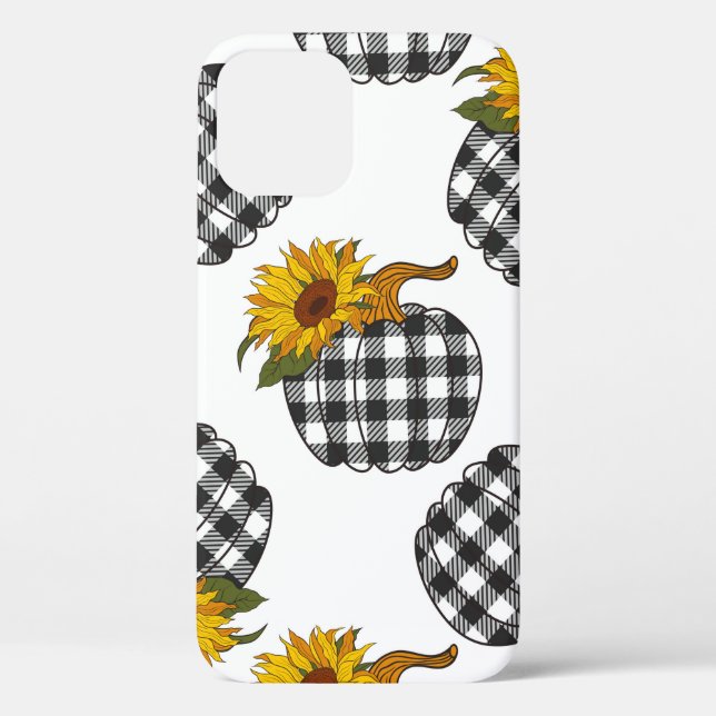 Sunflowers Plaid Pumpkin seamless pattern. Farmhou Case-Mate iPhone Case (Back)