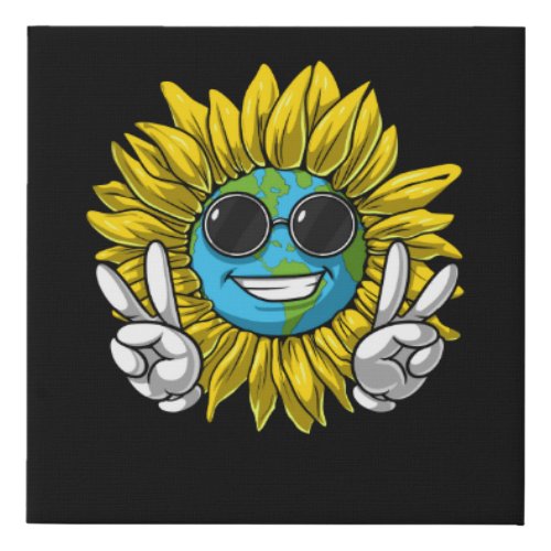 Sunflowers Planet Earth Hippie Faux Canvas Print